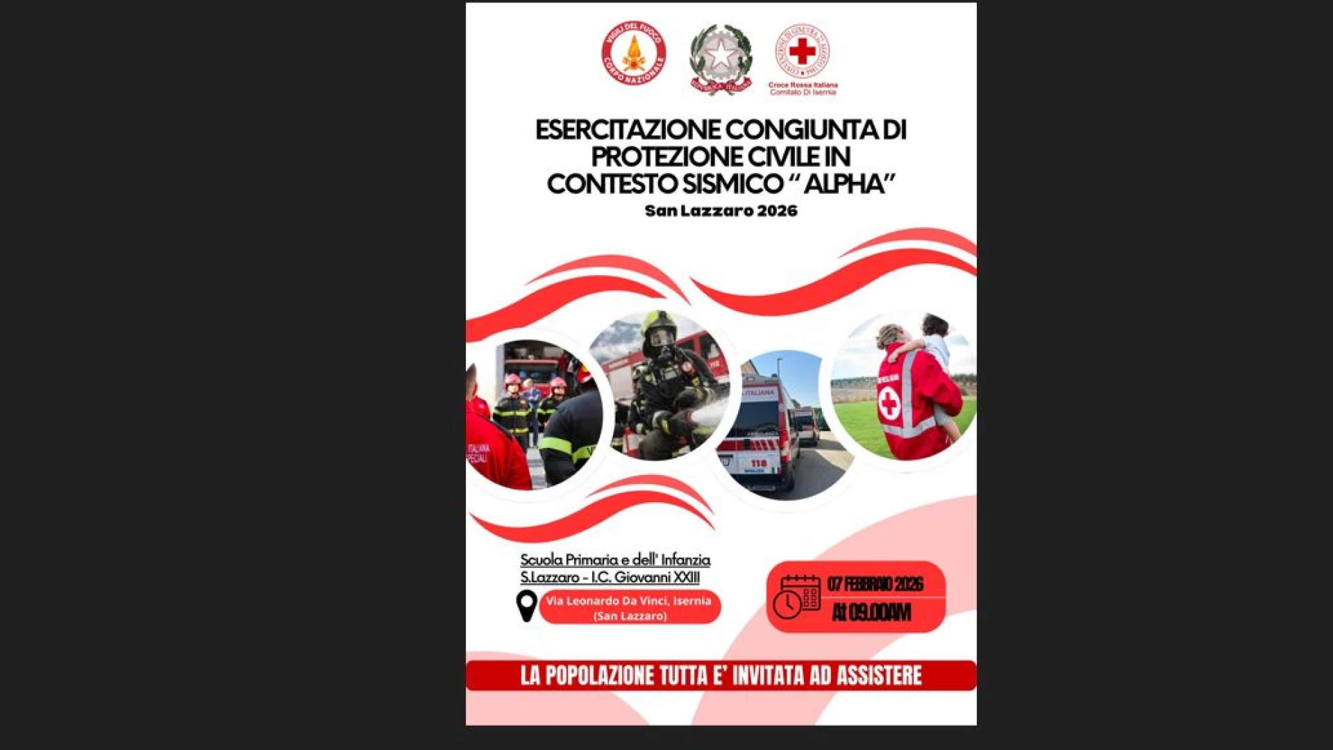 Isernia: esercitazione congiunta di Protezione Civile in contesto sismico Alpha-San Lazzaro 2026.